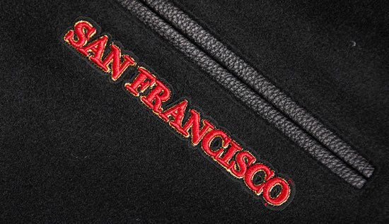 San Francisco 49ers Mash Up Retro Classic Black Wool & Genuine Leather Sleeves Men's Varsity Letterman Jacket