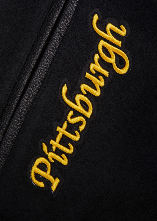 Pittsburgh Steelers Retro Classic Black Wool & Genuine Leather Sleeves Men's Varsity Letterman Jacket