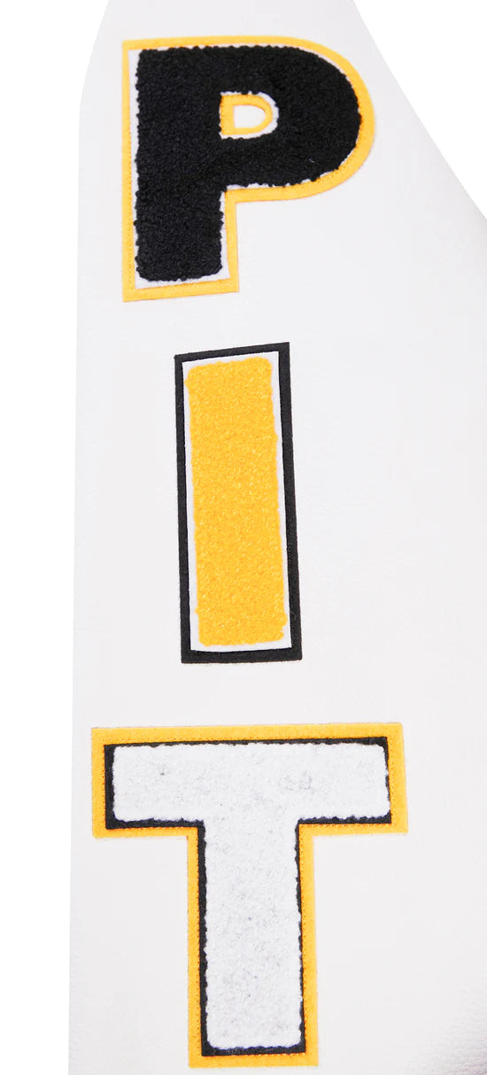 Pittsburgh Steelers Black Wool & White Genuine Leather Sleeves Men's Varsity Letterman Jacket