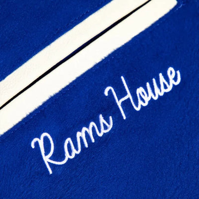 Los Angeles Rams Royal Blue Wool and White Genuine Leather Sleeves Men's Varsity Letterman Jacket