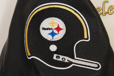 Pittsburgh Steelers Retro Classic Cream Wool & Black Genuine Leather Sleeves Men's Varsity Letterman Jacket