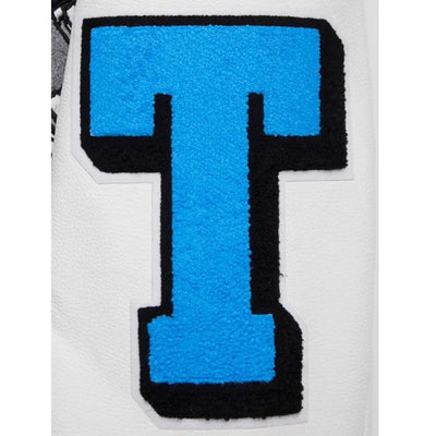 Detroit Lions Mashup Rib Black Wool & White Genuine Leather Sleeves Men's Varsity Jacket