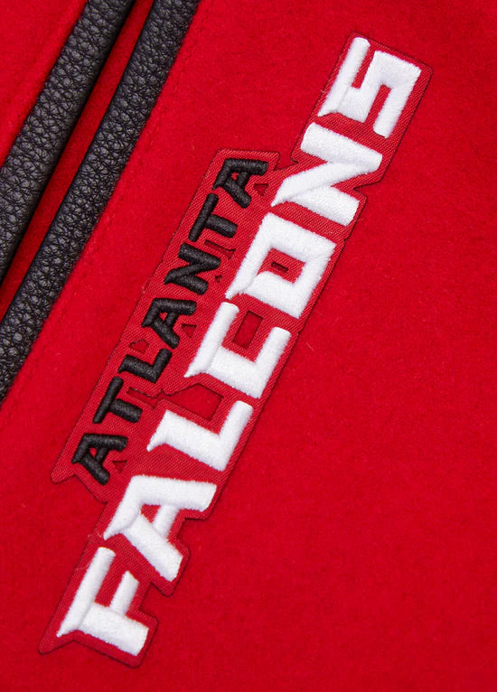 Atlanta Falcons Mashup Varsity Red Wool & Black Genuine Leather Sleeves Men's Jacket