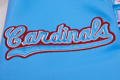Louis Cardinals White Wool & Blue Leather Sleeves Varsity Men's Jacket