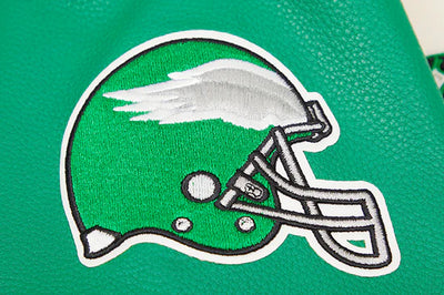 Philadelphia Eagles Mash Up Retro Classic Off White Wool & Green Genuine Leather Sleeves Men's Varsity Letterman Jacket