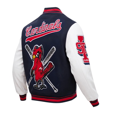 St. Louis Cardinals Mash Up Navy Blue Wool & White Leather Sleeves Varsity Men's Jacket