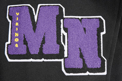 Minnesota Vikings Mashup Classic Rib Black Wool and Genuine Leather Sleeves Men's Varsity Letterman Jacket
