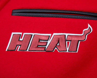 Miami Heat Mashup Logo Varsity Red Wool & Black Genuine Leather Sleeves Men's Jacket