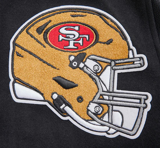 San Francisco 49ers Mash Up Retro Classic Black Wool & Genuine Leather Sleeves Men's Varsity Letterman Jacket
