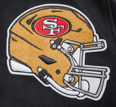 San Francisco 49ers Mash Up Retro Classic Black Wool & Genuine Leather Sleeves Men's Varsity Letterman Jacket