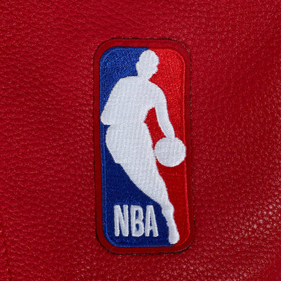 Houston Rockets Retro Classic Rib Varsity Off-White Wool & Red Genuine Leather Sleeves Men's Bomber Jacket