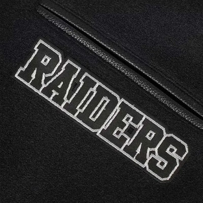 Los Vegas Raiders Black Wool and Genuine Leather Sleeves Men's Varsity Letterman Jacket