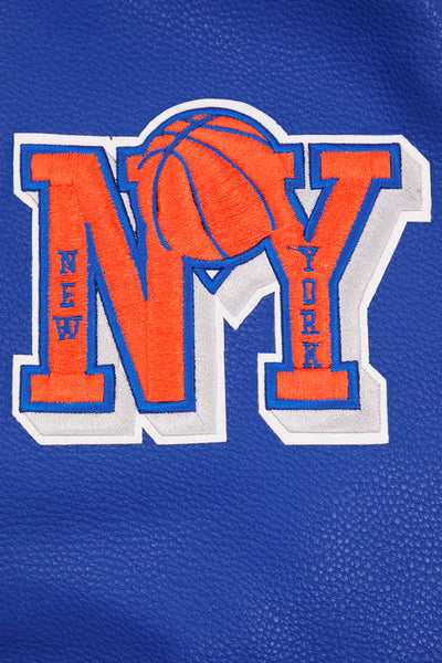 New York Knicks Varsity White Wool & Royal Blue Genuine Leather Sleeves Men's Letterman Jacket