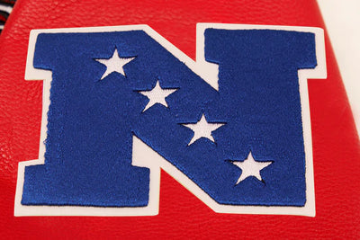 San Francisco 49ers Mash Up Retro Classic Off White Wool & Red Genuine Leather Sleeves Men's Varsity Letterman Jacket