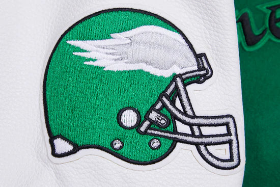 Philadelphia Eagles Mash Up Retro Classic Green Wool & White Genuine Leather Sleeves Men's Varsity Letterman Jacket