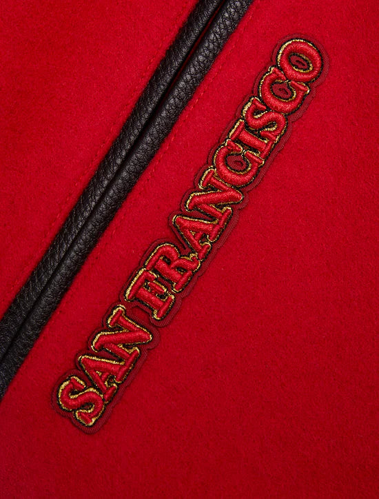 San Francisco 49ers Mash Up Retro Classic Red Wool & Black Genuine Leather Sleeves Men's Varsity Letterman Jacket