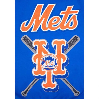 New York Mets Mash Up Full-Zip Varsity Blue/White Wool/Leather Men's Jacket