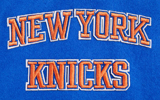 New York Knicks Varsity Royal Blue Wool & White Genuine Leather Sleeves Men's Letterman Jacket