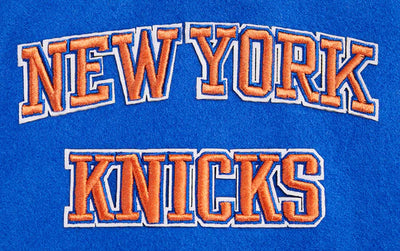 New York Knicks Varsity Royal Blue Wool & White Genuine Leather Sleeves Men's Letterman Jacket