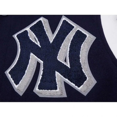 New York Yankees Mash Up Blue Wool & White Leather Sleeves Full-Zip Varsity Men's Jacket