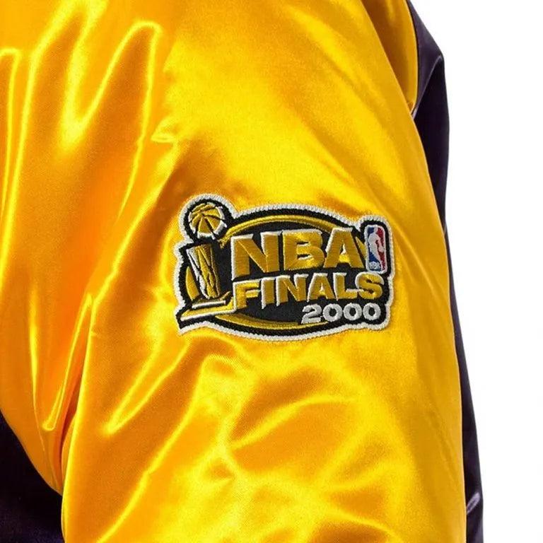 Los Angeles Lakers NBA Tough Season Full-Snap Varsity Purple/Yellow Satin Men's Bomber Jacket