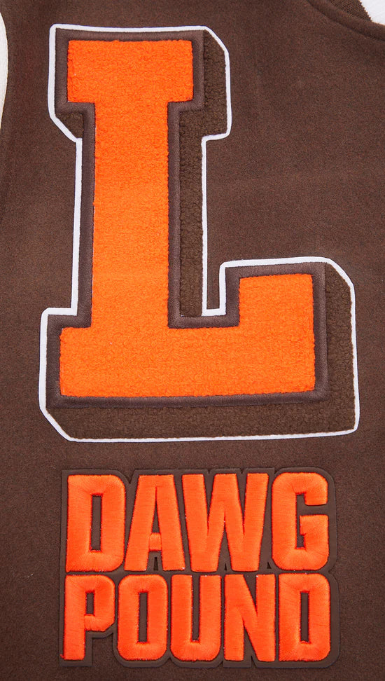 Cleveland Browns Mashup Brown Wool & White Genuine Leather Sleeves Men's Varsity Jacket