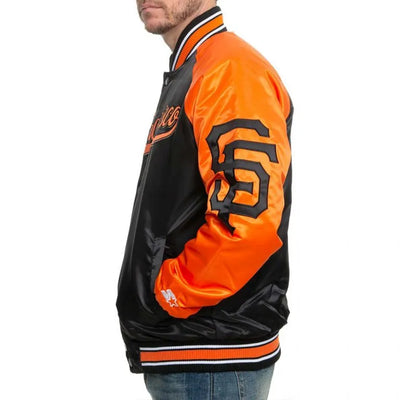 San Francisco Giants Black/Orange Satin Varsity Full-Snap Men's Jacket