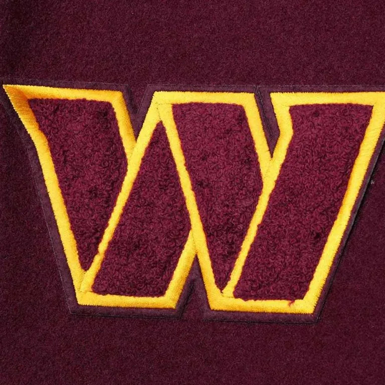Washington Commanders Burgundy Wool & White Genuine Leather Sleeves Men's Varsity Letterman Jacket