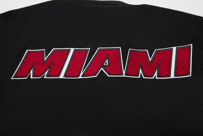 Miami Heat Mashup Logo Varsity Black Wool & White Genuine Leather Sleeves Men's Jacket