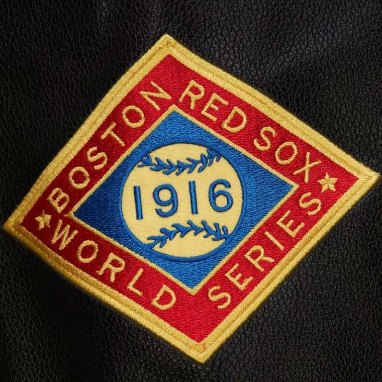 Boston Red Sox Black Out Wool and Genuine Leather Sleeves Full-Snap Varsity Men's Jacket