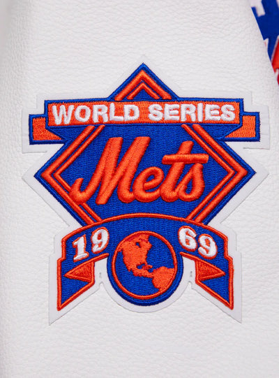 NEW YORK METS RETRO CLASSIC RIB Royal Blue Wool & White Leather MEN'S Jacket