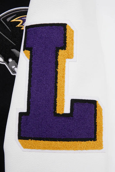 Baltimore Ravens Black Wool and White Leather Sleeves Varsity Men's Jacket