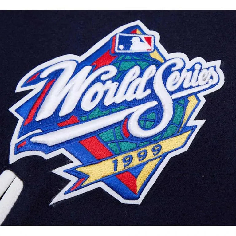 New York Yankees Mash Up Blue Wool & White Leather Sleeves Full-Zip Varsity Men's Jacket