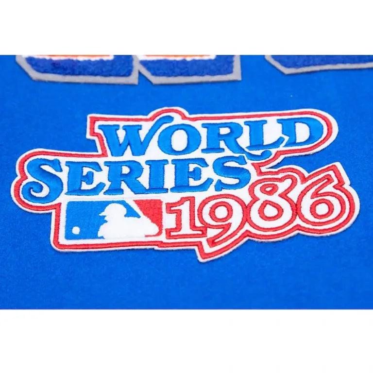 New York Mets Mash Up Full-Zip Varsity Blue/White Wool/Leather Men's Jacket