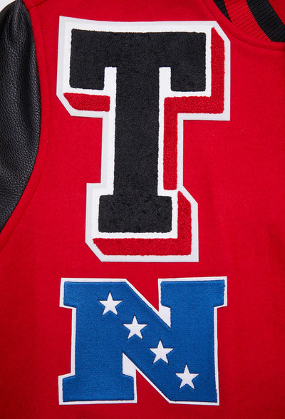 Atlanta Falcons Mashup Varsity Red Wool & Black Genuine Leather Sleeves Men's Jacket