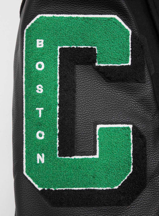Boston Celtics Mash Up Black Wool & Genuine Leather Sleeves Men's Varsity Letterman Jacket
