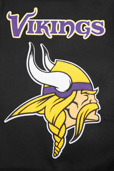 Minnesota Vikings Mashup Classic Rib Black Wool and Genuine Leather Sleeves Men's Varsity Letterman Jacket