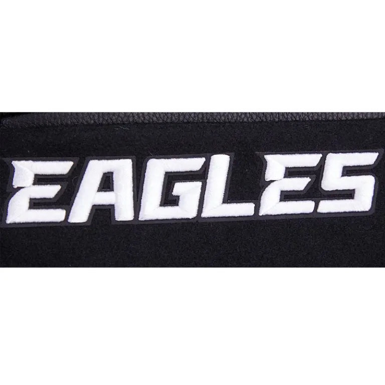 Philadelphia Eagles Mashup Rib Black Wool & Genuine Leather Sleeves Men's Varsity Letterman Jacket