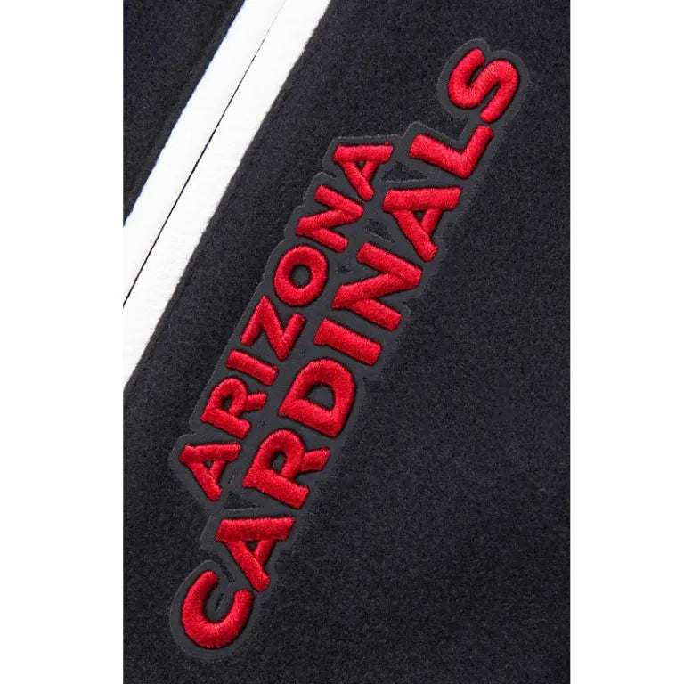 Arizona Cardinals Mashup Rib Black Wool & White Leather Sleeves Varsity Men's Jacket