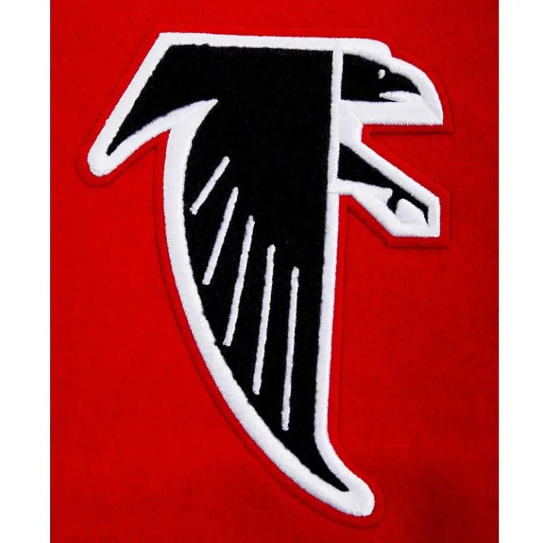 Atlanta Falcons Varsity Red Wool & Black Genuine Leather Sleeves Men's Letterman Jacket