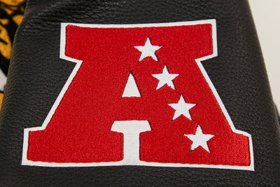 Pittsburgh Steelers Retro Classic Cream Wool & Black Genuine Leather Sleeves Men's Varsity Letterman Jacket