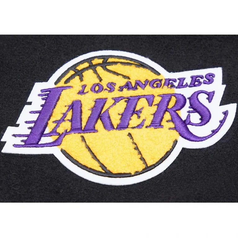 Los Angeles Lakers Classic Varsity Black Wool & Genuine Leather Sleeves Men's Letterman Jacket