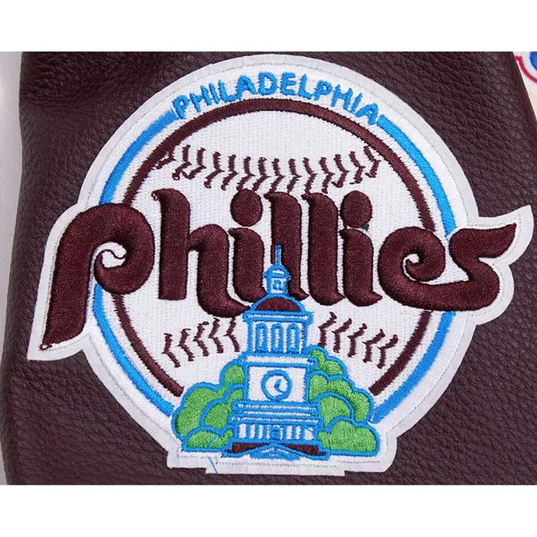 Philadelphia Phillies White Wool & Wine Leather Sleeves Varsity Men's Jacket