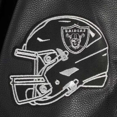 Los Vegas Raiders Black Wool and Genuine Leather Sleeves Men's Varsity Letterman Jacket