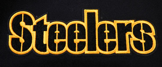 Pittsburgh Steelers Black Wool & White Genuine Leather Sleeves Men's Varsity Letterman Jacket