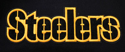 Pittsburgh Steelers Black Wool & White Genuine Leather Sleeves Men's Varsity Letterman Jacket