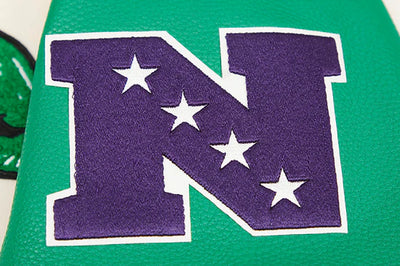 Philadelphia Eagles Mash Up Retro Classic Off White Wool & Green Genuine Leather Sleeves Men's Varsity Letterman Jacket