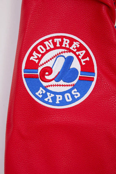 Montreal Expos Retro Classic Rib Off White Wool & Red Leather Sleeves Varsity Men's Jacket