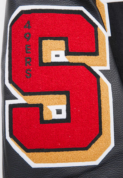 San Francisco 49ers Mash Up Retro Classic Black Wool & Genuine Leather Sleeves Men's Varsity Letterman Jacket