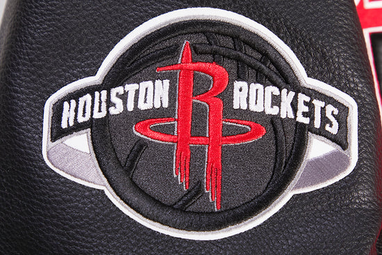 Houston Rockets Retro Classic Rib Varsity Red Wool & Black Genuine Leather Sleeves Men's Bomber Jacket
